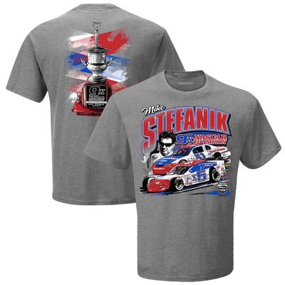 Men's Checkered Flag Heather Gray Mike Stefanik NASCAR Hall of Fame Class of 2021 Inductee T-Shirt
