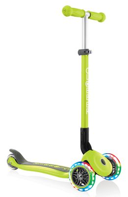 Globber Primo Light-Up Wheels Foldable Scooter in Lime Green