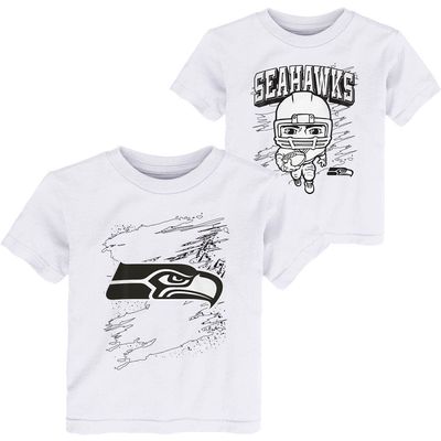 Outerstuff Toddler White Seattle Seahawks Coloring Activity Two-Pack T-Shirt Set