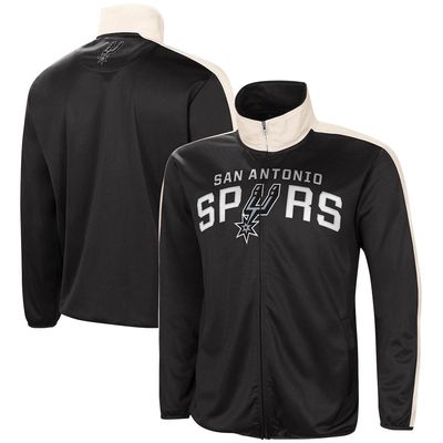 Men's G-III Sports by Carl Banks Black/White San Antonio Spurs Zone Blitz Tricot Full-Zip Track Jacket