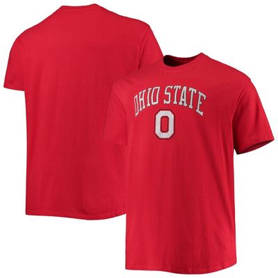 Men's Champion Scarlet Ohio State Buckeyes Big & Tall Arch Over Wordmark T-Shirt
