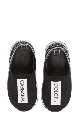 Dolce & Gabbana Kids' Sorrento Logo Slip-On Sneaker in Black/White/White