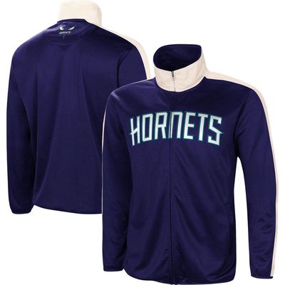 Men's G-III Sports by Carl Banks Purple/White Charlotte Hornets Zone Blitz Tricot Full-Zip Track Jacket