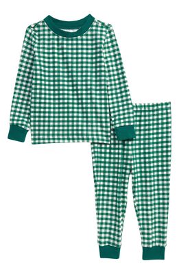 Nordstrom Family Fitted Two-Piece Pajama Set in Green Evergreen Gingham