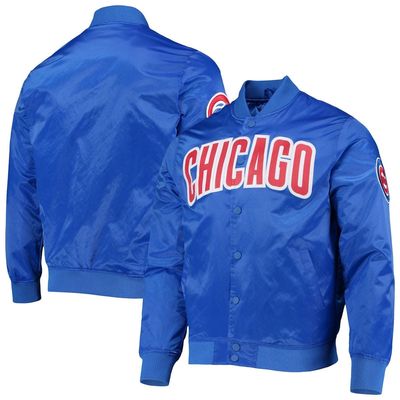 Men's Pro Standard Royal Chicago Cubs Wordmark Satin Full-Snap Jacket