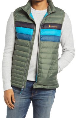 Cotopaxi Fuego Water Resistant Down Vest in Spruce Stripes