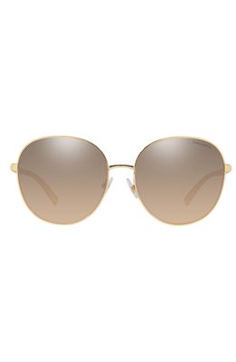 Tiffany & Co. 60mm Round Sunglasses in Pale Gold/Brown Silver Mirror