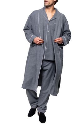 Petite Plume Men's Cotton Flannel Robe in Grey