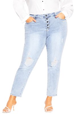 City Chic Relaxed Taper Leg Jeans in Light Wash