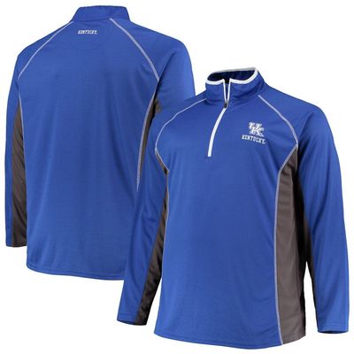 PROFILE Men's Royal Kentucky Wildcats Big & Tall Textured Raglan Quarter-Zip Jacket