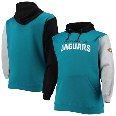 PROFILE Men's Black/Teal Jacksonville Jaguars Big & Tall Pullover Hoodie