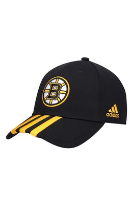Men's adidas Black Boston Bruins Locker Room Three Stripe Adjustable Hat
