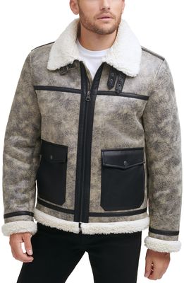 levi's Faux Fur Collar Moto Jacket in Grey