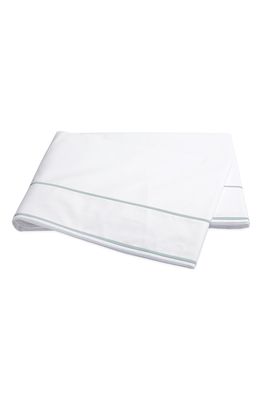 Matouk Ansonia 500 Thread Count Flat Sheet in White/Jade