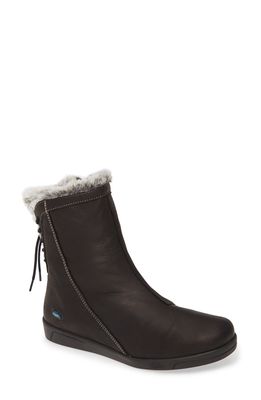 CLOUD Aryana Faux Fur & Wool Lined Boot in Black Leather