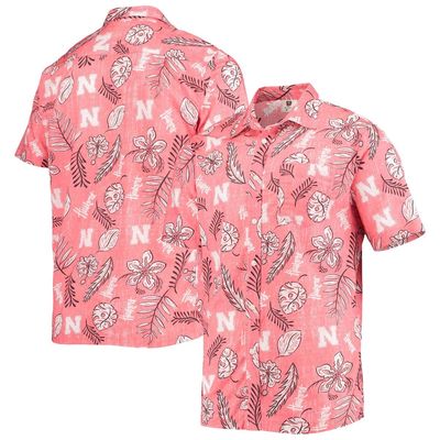 Men's Wes & Willy Scarlet Nebraska Huskers Vintage Floral Button-Up Shirt