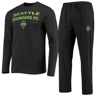 Men's Concepts Sport Black Seattle Sounders FC Meter Long Sleeve T-Shirt & Pants Sleep Set