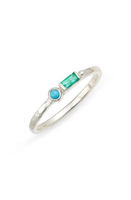 Anzie Cleo Emerald & Turquoise Ring in Silver/Green/Blue