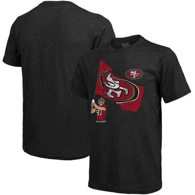 Majestic Threads Men's Fanatics Branded Nick Bosa Black San Francisco 49ers Tri-Blend Player Graphic T-Shirt