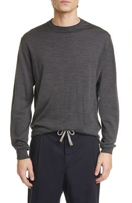 Eleventy Fine Gauge Merino Wool & Silk Crewneck Sweater in Grey