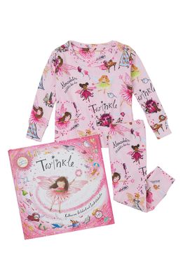 Books to Bed 'Twinkle' Fitted Two-Piece Pajamas & Book Set in Pink