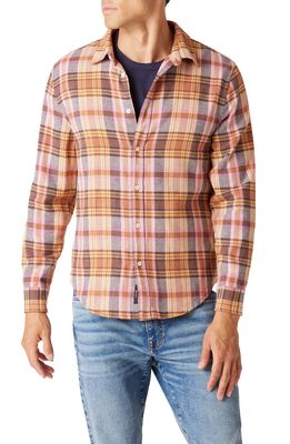 Joe's Point Collar Cotton Flannel Button-Up Shirt in Faded Rose Plaid