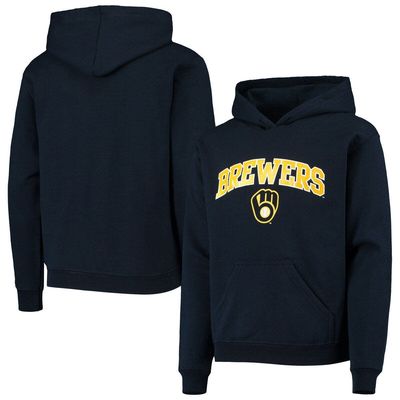 Youth Stitches Navy Milwaukee Brewers Pullover Fleece Hoodie