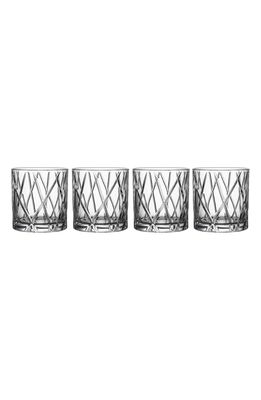 Orrefors City Set of 4 Crystal Double Old Fashioned Glasses in Clear