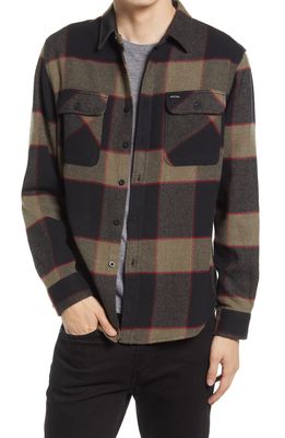 Brixton Bowery Slim Fit Plaid Flannel Button-Up Shirt in Grey Check