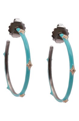 Armenta New World 14k Gold & Enamel Hoop Earrings in Turquoise Enamel