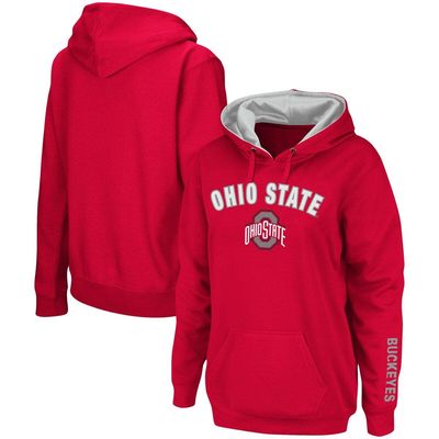 COLOSSEUM Women's Scarlet Ohio State Buckeyes Arch & Logo 1 Pullover Hoodie