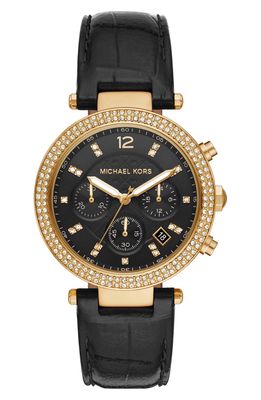 MICHAEL Michael Kors Parker Chronograph Leather Strap Watch
