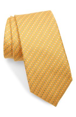 Canali Neat Silk Tie in Yellow