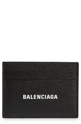 Balenciaga Cash Logo Leather Card Case in Black/White