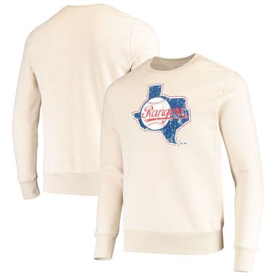 Men's Majestic Threads Oatmeal Texas Rangers Fleece Pullover Sweatshirt