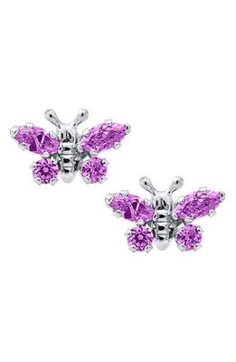 Mignonette Butterfly Birthstone Sterling Silver Earrings in February