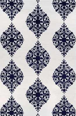 Couristan Crawford Ornament Rug in Ivory/Blue