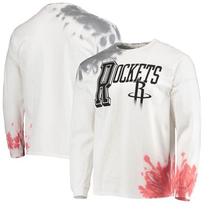 Men's Junk Food White Houston Rockets Tie-Dye Long Sleeve T-Shirt