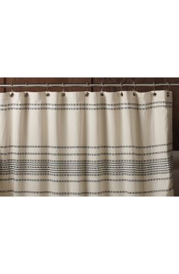 Coyuchi Rippled Stripe Organic Cotton Shower Curtain in Ivory W/black
