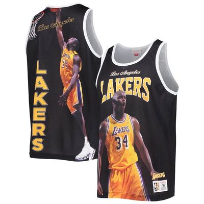 Men's Mitchell & Ness Shaquille O'Neal Black Los Angeles Lakers Hardwood Classics Player Tank Top