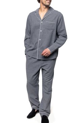 Petite Plume Men's Cotton Flannel Pajamas in Grey