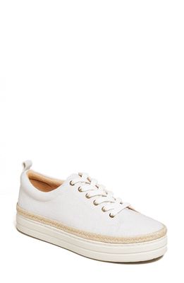 Jack Rogers Mia Platform Sneaker in White/Gold Canvas