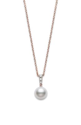 Mikimoto Morning Dew Diamond & Pearl Necklace in Rose Gold