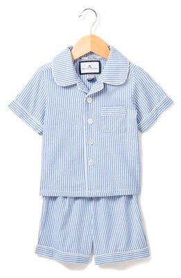 Petite Plume Kids' Seersucker Stripe Short Two-Piece Pajamas in Blue
