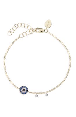 Meira T Evil Eye Sapphire & Diamond Charm in Yellow Gold