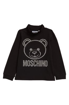 Moschino Kids' Studded Teddy Bear Turtleneck Sweatshirt in Black