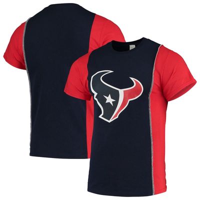Men's Refried Apparel Navy/Red Houston Texans Sustainable Upcycled Split T-Shirt