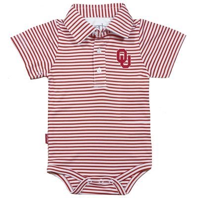 Infant Garb Crimson/White Oklahoma Sooners Carson Striped Short Sleeve Bodysuit