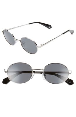 Polaroid 51mm Polarized Round Sunglasses in Silver/Black