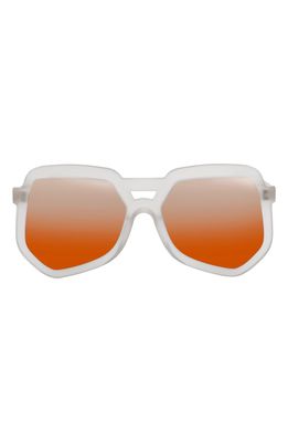 Grey Ant 55mm Clip Aviator Hexagonal Sunglasses in White/Orange